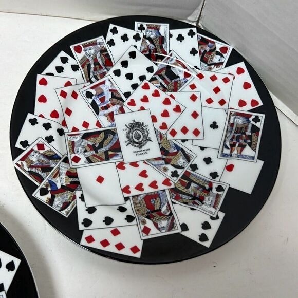 Playing Cards Bridge Poker Set of 4 Dessert Plates Colonial Williamsburg - Picture 7 of 12
